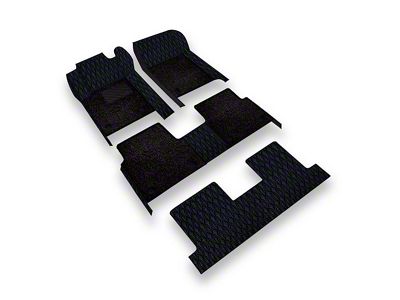 Double Layer Diamond Front, Rear and Third Row Floor Mats; Base Layer Black and Top Layer Black (10-24 4Runner w/ Full Middle Seat)