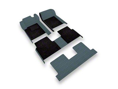 Double Layer Diamond Front, Rear and Third Row Floor Mats; Base Layer Gray and Top Layer Black (10-24 4Runner w/ Split Middle Seat)