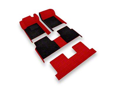 Double Layer Diamond Front, Rear and Third Row Floor Mats; Base Layer Red and Top Layer Black (10-24 4Runner w/ Full Middle Seat)