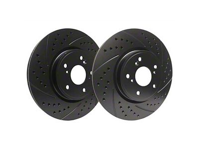 SP Performance Double Drilled and Slotted 6-Lug Rotors with Black ZRC Coated; Front Pair (03-09 4Runner w/ 13.30-Inch Front Rotors)