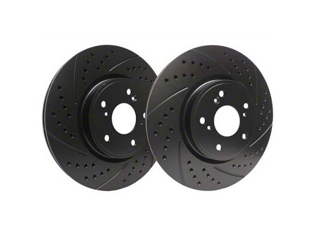 SP Performance Double Drilled and Slotted 6-Lug Rotors with Black ZRC Coated; Front Pair (03-09 4Runner w/ 13.30-Inch Front Rotors)