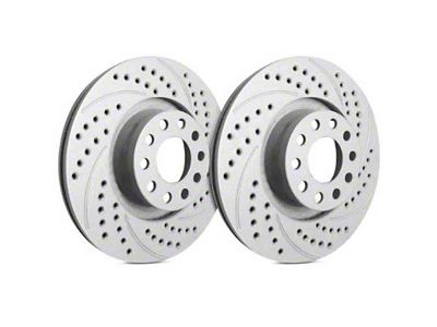 SP Performance Double Drilled and Slotted 6-Lug Rotors with Gray ZRC Coating; Front Pair (10-23 4Runner)