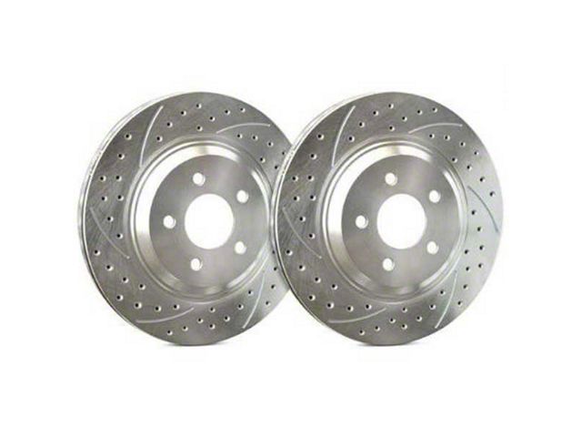 SP Performance Double Drilled and Slotted 6-Lug Rotors with Silver ZRC Coated; Rear Pair (10-24 4Runner)