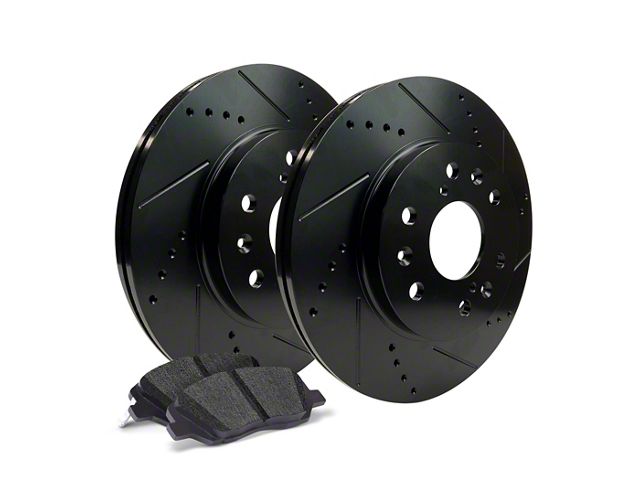 Apex One Elite Cross-Drill and Slots 6-Lug Brake Rotor and Friction Point Pad Kit; Front (03-09 4Runner w/ 12.56-Inch Front Rotors)