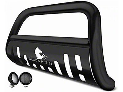 Bull Bar with 5.30-Inch Black Round Flood LED Lights; Black (10-24 4Runner, Excluding Limited, Nightshade & TRD)