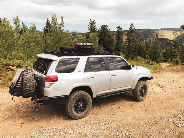 Cali Raised LED Premium Roof Rack with 43-Inch Dual Function LED Light Bar, Small Switch and Cutouts (10-24 4Runner)