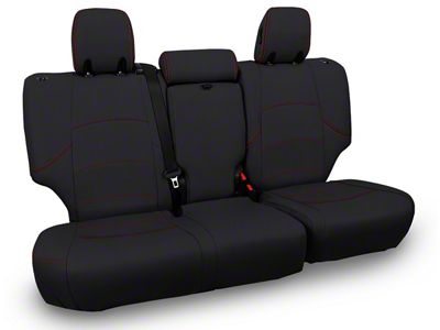 PRP Rear Bench Seat Cover; Black with Red Stitching (11-24 4Runner w/o Third Row Seats)