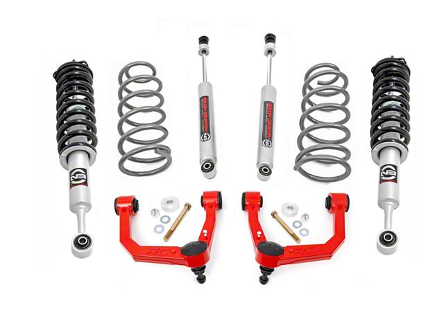 Rough Country 3-Inch Upper Control Arm Suspension Lift Kit with Premium N3 Shocks; Red (10-24 4Runner w/o KDSS or X-REAS System)