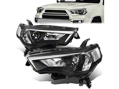 Factory Style Projector Headlights with Clear Corners; Chrome Housing; Clear Lens (14-20 4Runner)