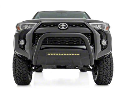 Rough Country Bull Bar with 20-Inch Black Series LED Light Bar; Black (10-24 4Runner w/o Adaptive Cruise Control)