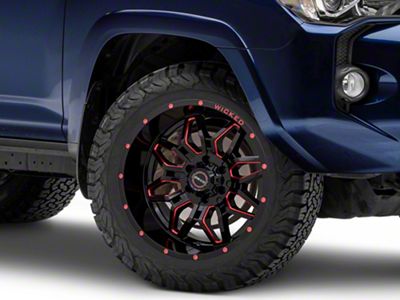 Wicked Offroad W909 Gloss Black with Red Tint 6-Lug Wheel; 20x10; -24mm Offset (10-23 4Runner)