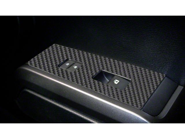 Door Switch Panel Accent Trim; Raw Carbon Fiber (16-23 Tacoma)