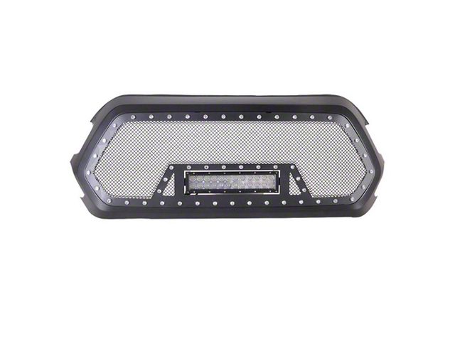 Evolution Stainless Steel Wire Mesh Upper Replacement Grille with LED Lights; Black (16-23 Tacoma)