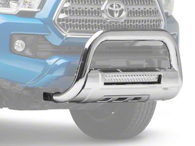 Barricade 3.50-Inch Bull Bar with Skid Plate and 20-Inch Dual Row LED Light Bar; Stainless Steel (16-23 Tacoma)