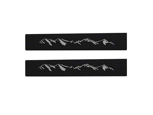 Rear Door Sill Protection with Mountain Logo; Textured Black (05-22 Tacoma Access Cab, Double Cab)