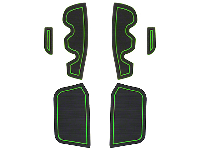 Side Door Pocket Foam Inserts; Black/Green (16-22 Tacoma Access Cab)