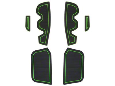 Side Door Pocket Foam Inserts; Black/Green (16-23 Tacoma Access Cab)