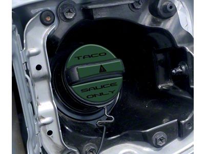 Taco Sauce Only Fuel Cap Overlay; Army Green with Black Text (05-23 Tacoma)