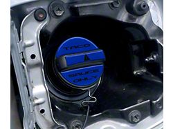 Taco Sauce Only Fuel Cap Overlay; Blazing Blue with Black Text (05-23 Tacoma)