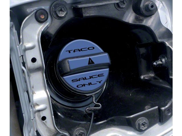 Taco Sauce Only Fuel Cap Overlay; Cavalry Blue with Black Text (05-23 Tacoma)