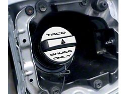 Taco Sauce Only Fuel Cap Overlay; Gloss White with Black Text (05-22 Tacoma)