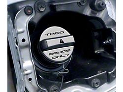 Taco Sauce Only Fuel Cap Overlay; Silver Sky Metallic with Black Text (05-22 Tacoma)