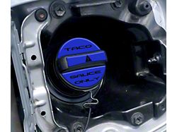 Taco Sauce Only Fuel Cap Overlay; Voodoo Blue with Black Text (05-23 Tacoma)