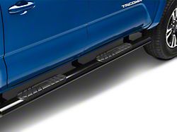 RedRock 4x4 4-Inch Oval Straight End Side Step Bars; Black (05-21 Tacoma Double Cab)