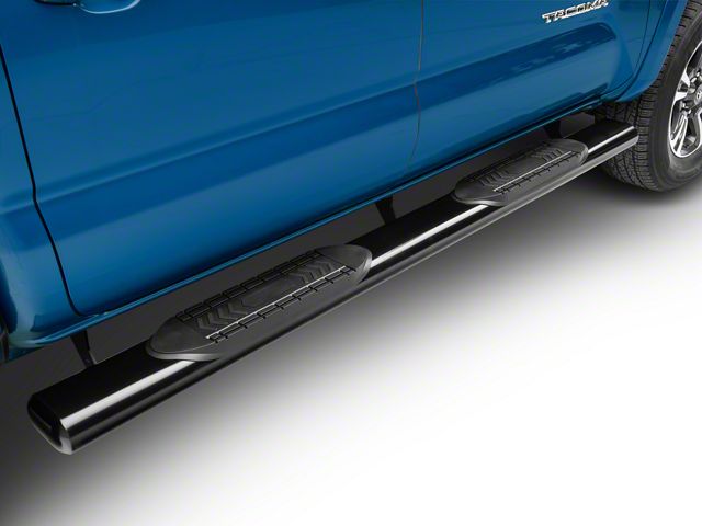 RedRock 6-Inch Oval Straight End Side Step Bars; Black (05-23 Tacoma Double Cab)