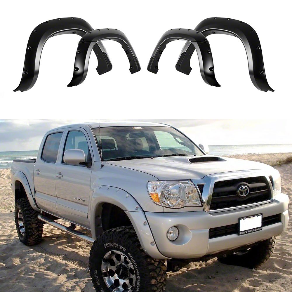 Pocket Dimple Style Fender Flares; Smooth Black (0511 w