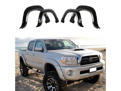 Pocket Dimple Style Fender Flares; Smooth Black (05-11 Tacoma w/ 6-Foot Bed)