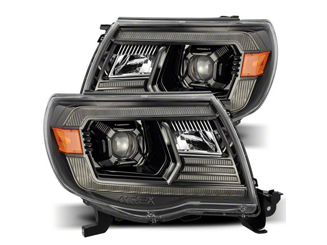 AlphaRex LUXX-Series LED Projector Headlights; Alpha Black Housing; Clear Lens (05-11 Tacoma w/o Factory DRL)