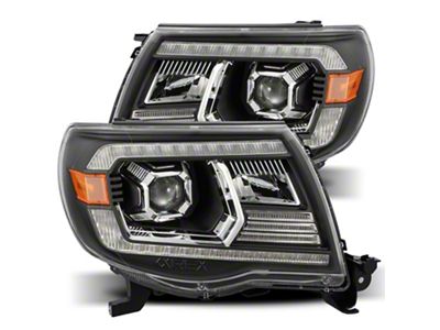 AlphaRex LUXX-Series LED Projector Headlights; Black Housing; Clear Lens (05-11 Tacoma w/o Factory DRL)