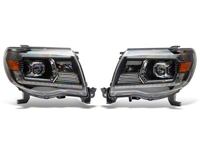 PRO-Series Projector Headlights; Black Housing; Clear Lens (05-11 Tacoma w/o Factory DRL)