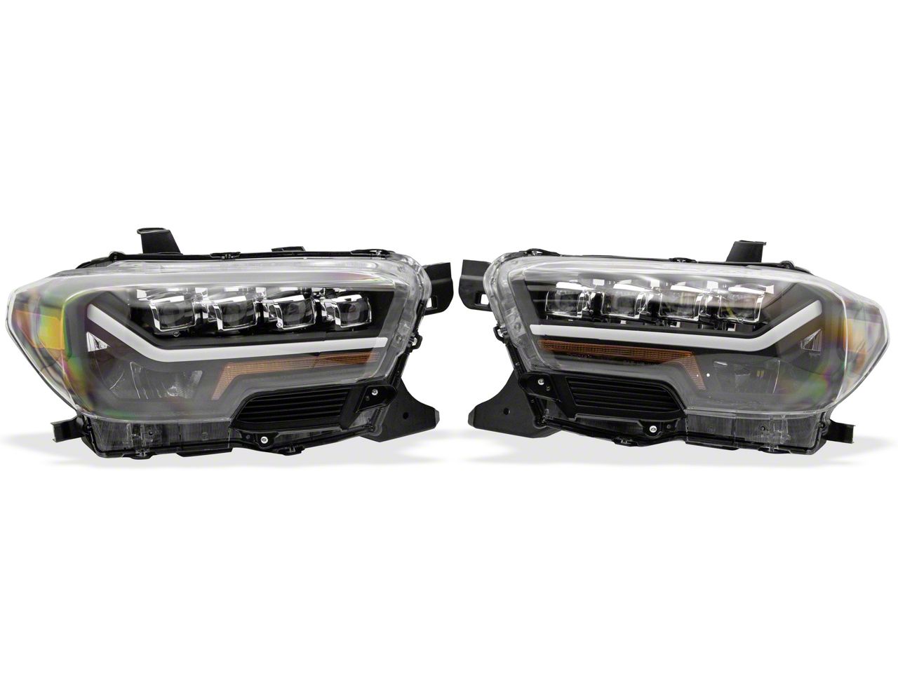 QuadPro LED Projector Headlights; Black Housing; Clear Lens (16