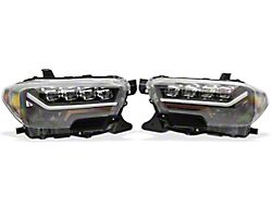 Quad-Pro LED Projector Headlights; Black Housing; Clear Lens (16-23 Tacoma w/ Factory Halogen DRL)