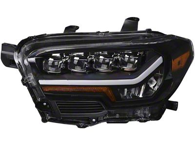 Quad-Pro LED Projector Headlights; Black Housing; Clear Lens (16-23 Tacoma w/ Factory Halogen DRL)