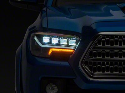 Quad-Pro LED Projector Headlights; Black Housing; Clear Lens (16-23 Tacoma w/ Factory LED DRL)