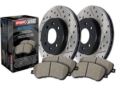 StopTech Sport Axle Drilled 6-Lug Brake Rotor and Pad Kit; Front (05-23 Tacoma)