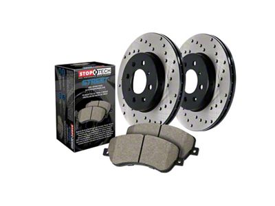 StopTech Street Axle Drilled 6-Lug Brake Rotor and Pad Kit; Front (05-23 Tacoma)