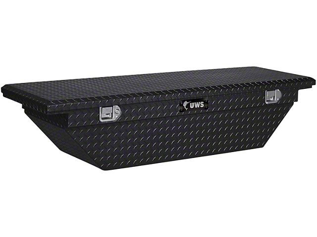 UWS 63-Inch Aluminum Low Profile Angled Crossover Tool Box; Gloss Black (05-21 Frontier)
