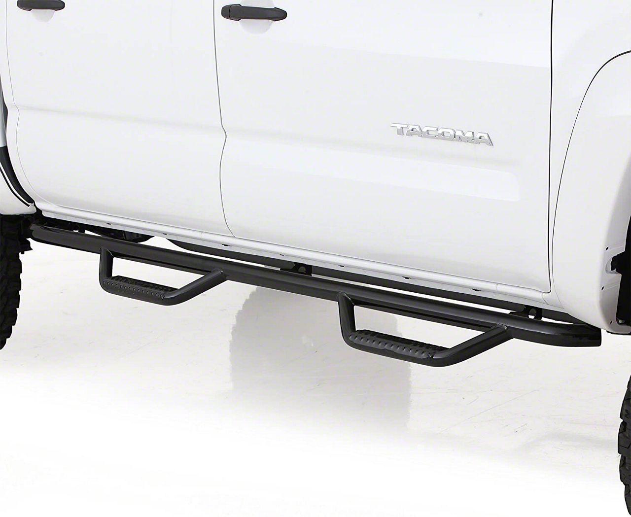 Smittybilt Tacoma Wheel to Wheel Nerf Side Step Bars; Gloss Black ...