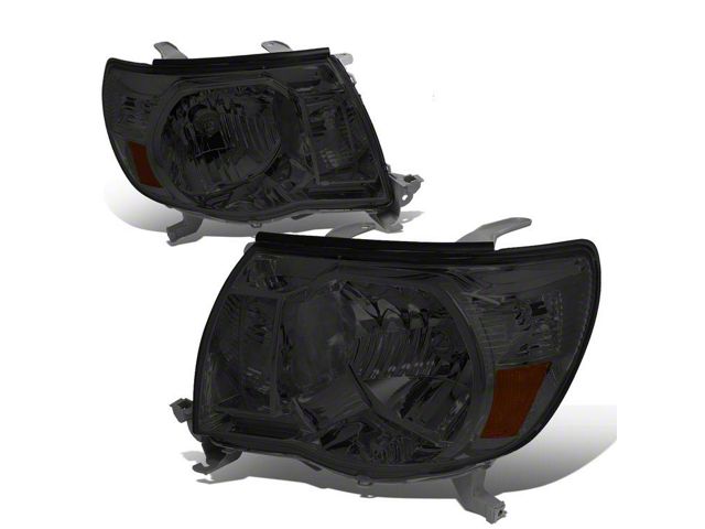 Factory Style Headlights with Amber Corner Lights; Chrome Housing; Smoked Lens (05-11 Tacoma)
