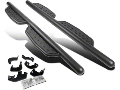 3-Inch Round Extended Side Step Bars; Matte Black (05-23 Tacoma Access Cab)