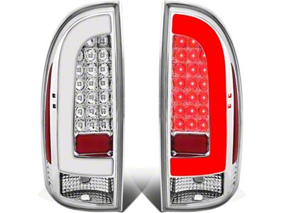 L-Bar LED Tail Lights; Chrome Housing; Clear Lens (05-15 Tacoma w/ Factory Halogen Tail Lights)