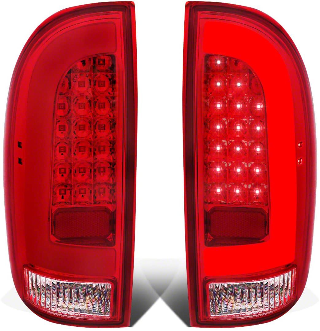 LBar LED Tail Lights; Chrome Housing; Red Lens (0515 w