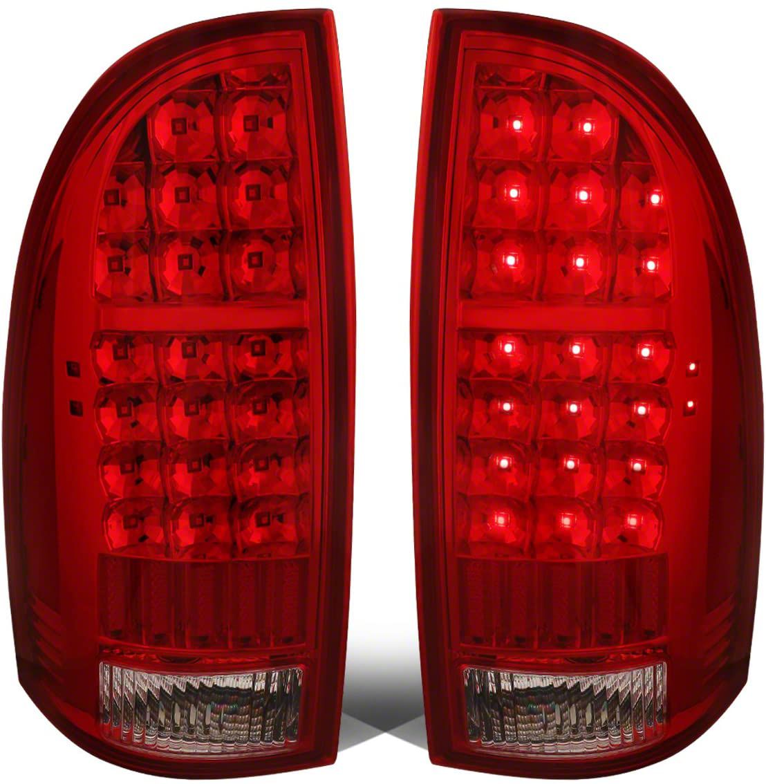 Tacoma LED Tail Lights; Chrome Housing; Red Lens (05-15 Tacoma w ...