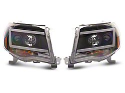 Axial LED DRL Projector Headlights; Black Housing; Clear Lens (05-11 Tacoma)