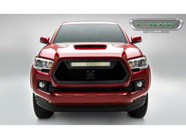 T-REX Grilles Stealth Torch Series Upper Grille Insert with 20-Inch LED Light Bar; Black (16-17 Tacoma)