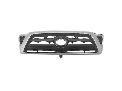 Upper Replacement Grille; Matte Black with Chrome (05-10 Tacoma)